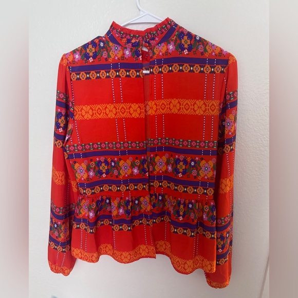 Topshop Women's Pullover Blouse Size 8 Orange Back Open Top - Picture 3 of 3